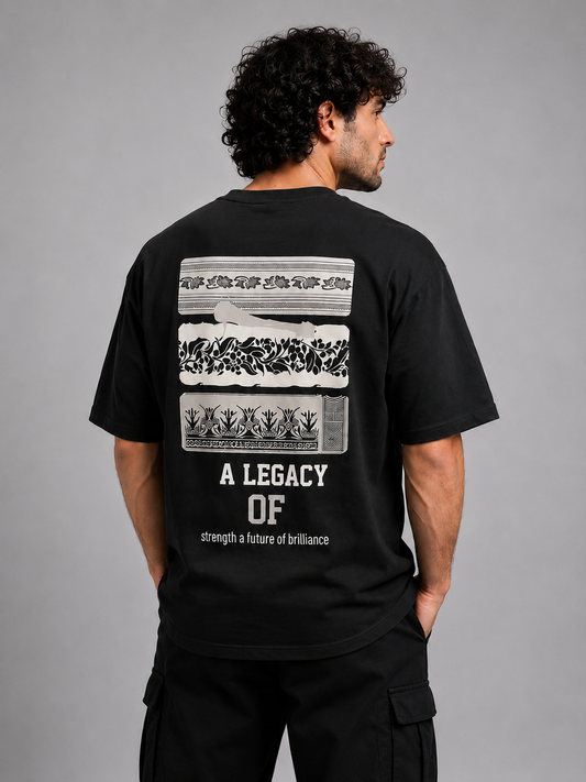 Heritage Signal Black Oversized T-Shirt | HAYUGEN