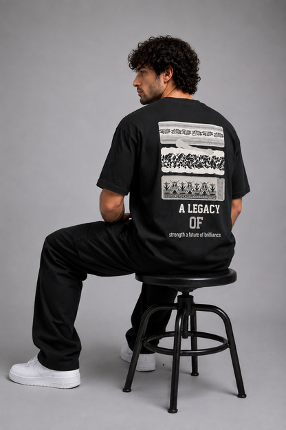 Heritage Signal Black Oversized T-Shirt | HAYUGEN