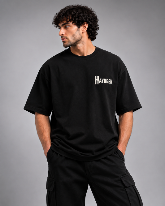 Heritage Signal Black Oversized T-Shirt | HAYUGEN