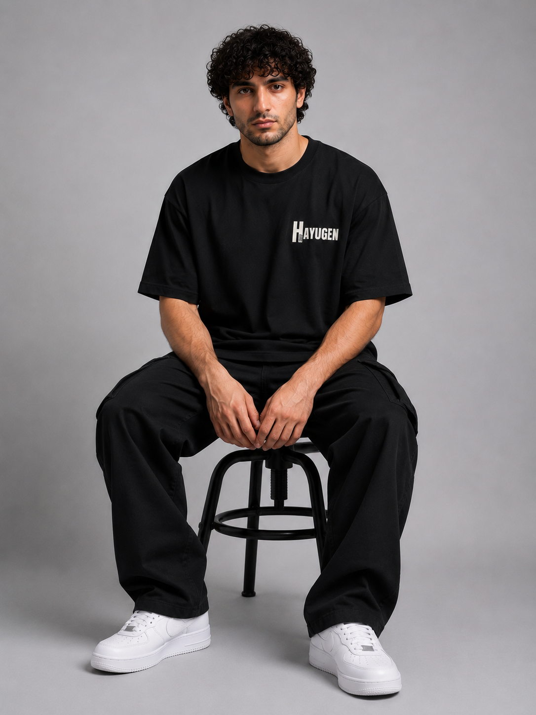 Heritage Signal Black Oversized T-Shirt | HAYUGEN