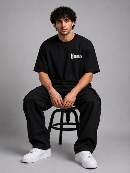 Heritage Signal Black Oversized T-Shirt | HAYUGEN